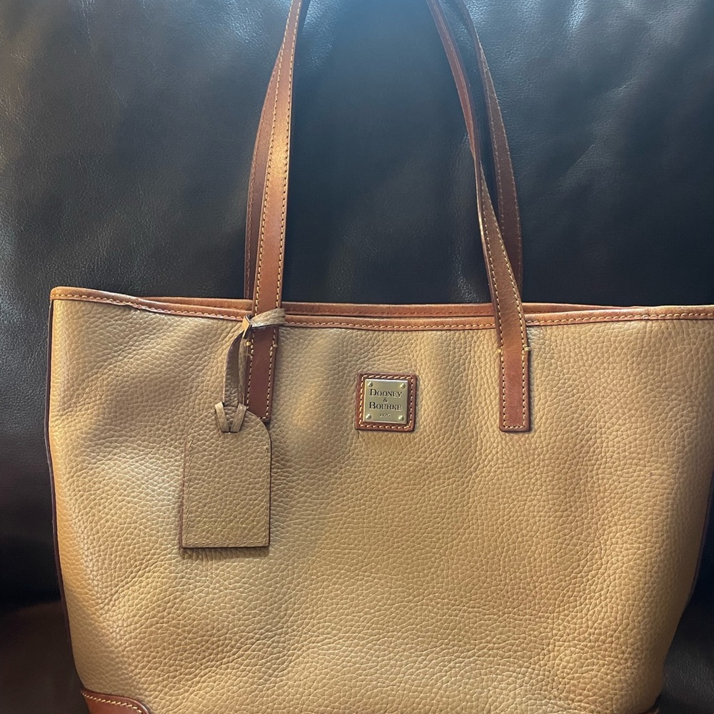 Dooney & Bourke Beige and Brown Leather Tote